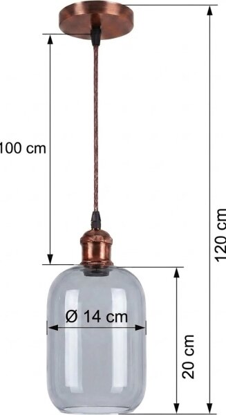 Brilagi - LED luster na lane R GLASS 1xE27/60W/230V pr. 14 cm medená/dymovo sivá