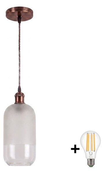 Brilagi - LED luster na lanku RETRO GLASS 1xE27/60W/230V pr. 14 cm medená/biela