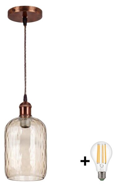 Brilagi - LED luster na lane R GLASS 1xE27/60W/230V priemer 14 cm medená/dymovo-hnedá