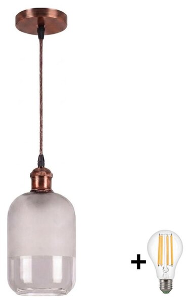 Brilagi - LED závesný luster na lanku RETRO GLASS 1xE27/60W/230V priemer 14 cm medená/biela