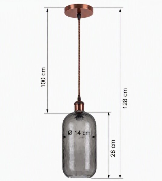 Brilagi - LED luster na lanku RETRO GLASS 1xE27/60W/230V priemer 14 cm meď/dymovo-šedá
