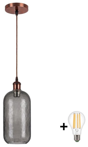 Brilagi - LED luster na lanku RETRO GLASS 1xE27/60W/230V priemer 14 cm meď/dymovo-šedá
