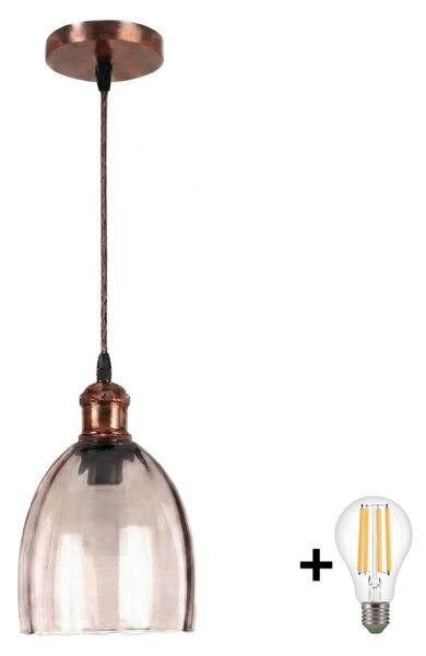 Brilagi - LED luster na lankách R GLASS 1xE27/60W/230V pr. 17 cm medená/dymovo-béžová