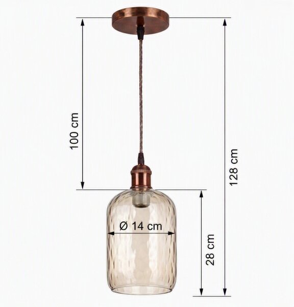 Brilagi - LED luster na lane R GLASS 1xE27/60W/230V priemer 14 cm medená/dymovo-hnedá