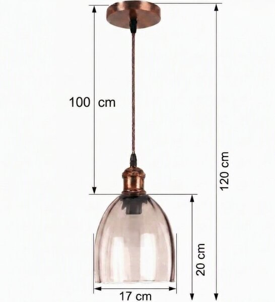 Brilagi - LED luster na lankách R GLASS 1xE27/60W/230V pr. 17 cm medená/dymovo-béžová