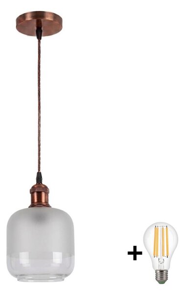 Brilagi - LED luster na lanku RETRO GLASS 1xE27/60W/230V priemer 14 cm medená/biela