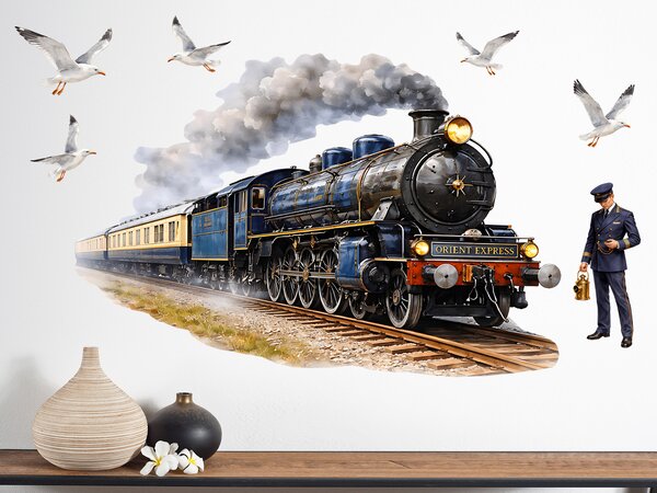 Nalepte.cz Vlak Orient express textilní prelepiteľná nálepka na stenu arch 75 x 50 cm