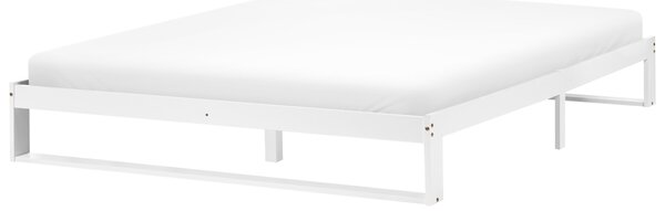 Posteľ biela borovicové drevo 180 x 200 cm s lamelovým roštom bez čela minimalistický štýl spálňa