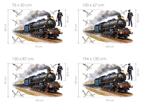 Nalepte.cz Vlak Orient express textilní prelepiteľná nálepka na stenu arch 75 x 50 cm
