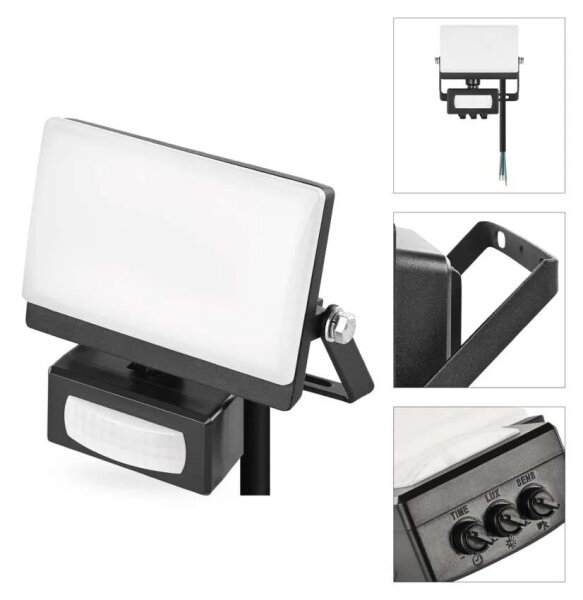 LED reflektor s pohybovým senzorom TAMBO EVO LED/10W/230V 4000K IP44 čierny