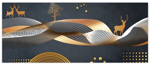 Obraz - Grafika s jeleňom (120x50 cm)