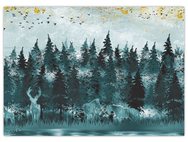Obraz - Zvieratá v lese (70x50 cm)