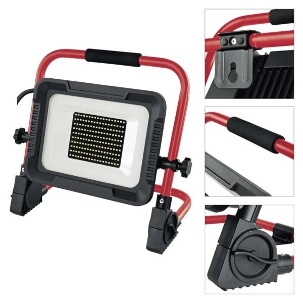 LED reflektor so stojanom ELION LED/100W/230V 4000K IP65 červená/čierna