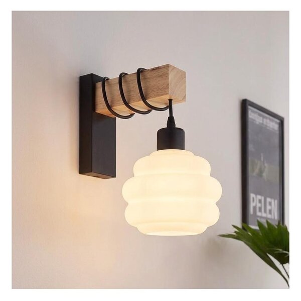 Brilagi - Nástenné svietidlo WOOD GLASS 1xE27/60W/230V borovica/čierna/biela