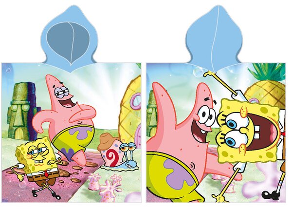 Carbotex Detské pončo 55x110 cm - Sponge Bob a Patrick