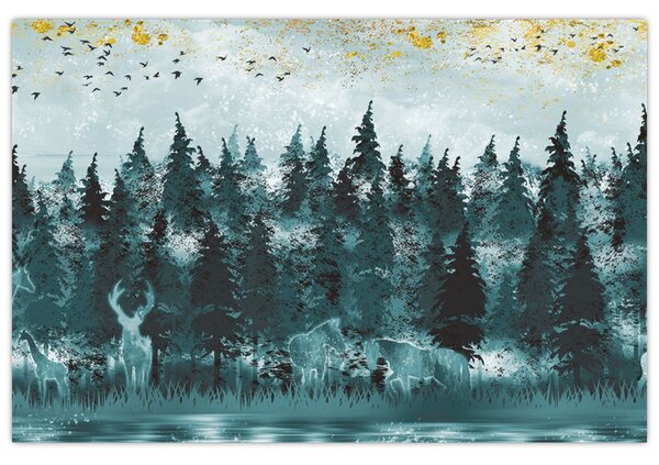 Obraz - Zvieratá v lese (90x60 cm)