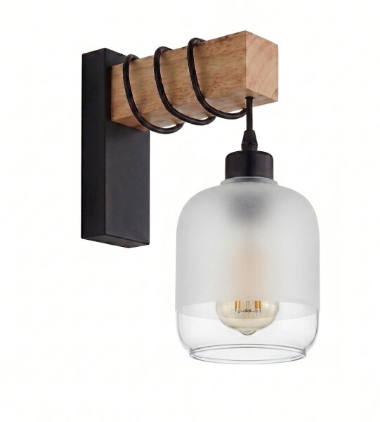 Brilagi - Nástenné svietidlo WOOD GLASS 1xE27/60W/230V borovica/čierna/biela