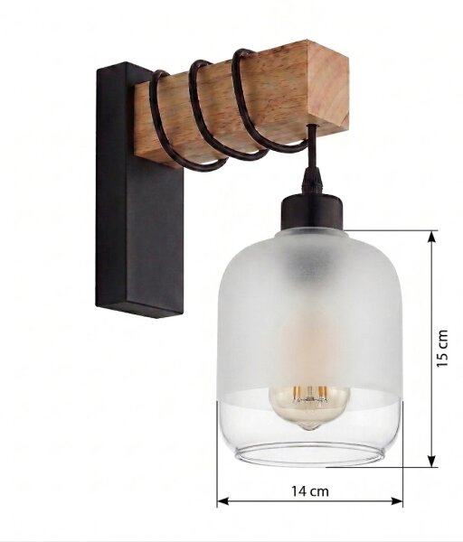 Brilagi - Nástenné svietidlo WOOD GLASS 1xE27/60W/230V borovica/čierna/biela