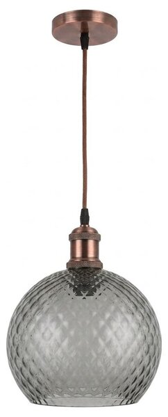 BRILAGI-LED Luster na lanku RETRO GLASS 1xE27/60W/230V priemer 25 cm medený/dymovo šedý