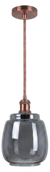 BRILAGI-LED Luster na lanku RETRO GLASS 1xE27/60W/230V pr. 26 cm medená/dymovo sivá