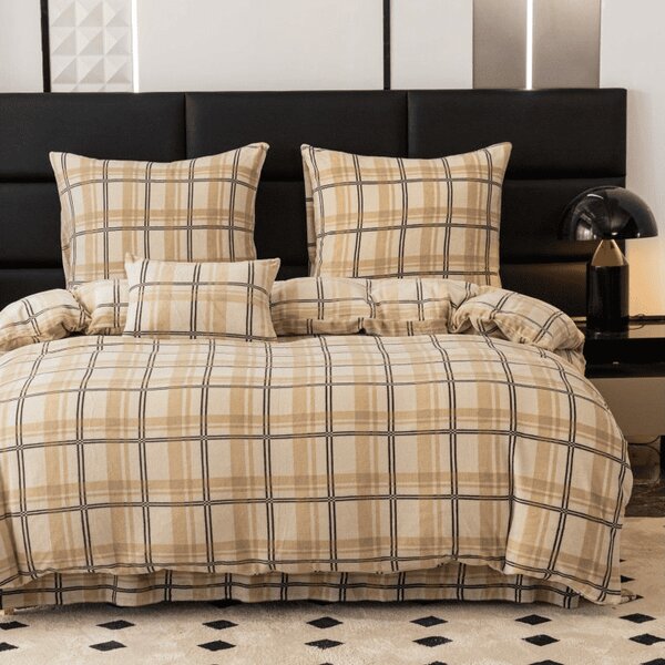 Mikroplyšové obliečky PLAID krémové Rozmer obliečky: 2 ks 70 x 90 cm | 200 x 220 cm