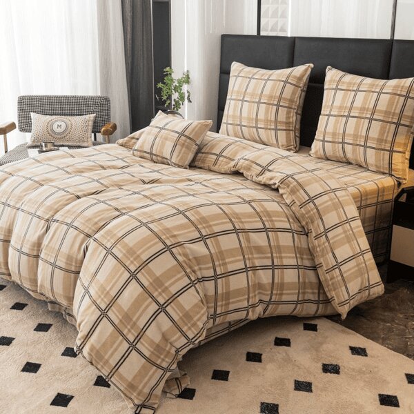 Mikroplyšové obliečky PLAID krémové Rozmer obliečky: 2 ks 70 x 90 cm | 200 x 220 cm