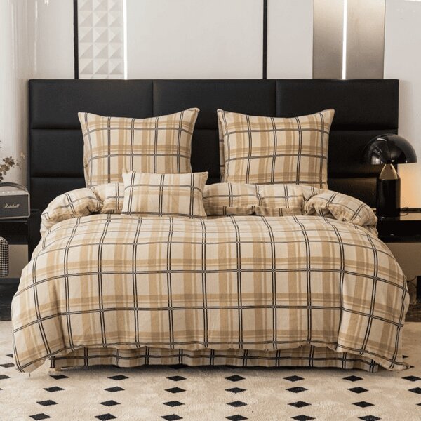 Mikroplyšové obliečky PLAID krémové Rozmer obliečky: 2 ks 70 x 90 cm | 200 x 220 cm