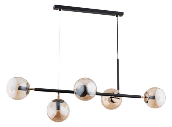 Luster na lanku DANSA 5xE14/10W/230V mosadz/čierna