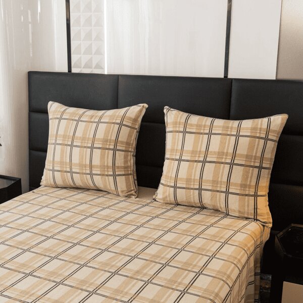 Mikroplyšové obliečky PLAID krémové Rozmer obliečky: 2 ks 70 x 90 cm | 200 x 220 cm