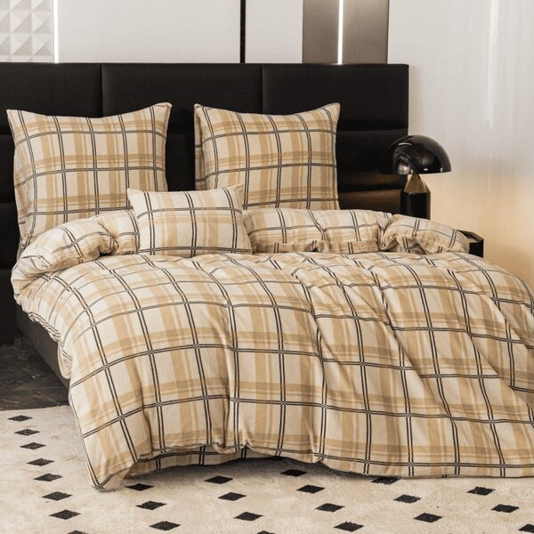 Mikroplyšové obliečky PLAID krémové Rozmer obliečky: 2 ks 70 x 90 cm | 200 x 220 cm