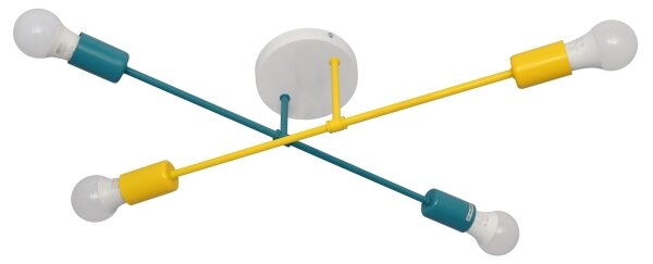 Prisadený luster CAMBRIDGE 4xE27/20W/230V modrá/žltá
