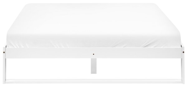 Posteľ biela borovicové drevo 140 x 200 cm s lamelovým roštom bez čela minimalistický štýl spálňa