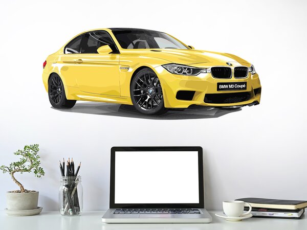Nalepte.cz BMW M3 coupe textilní prelepiteľná nálepka na stenu 48 x 20 cm