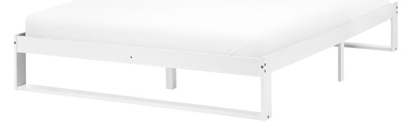 Posteľ biela borovicové drevo 140 x 200 cm s lamelovým roštom bez čela minimalistický štýl spálňa