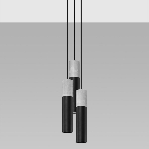 Sollux SL.1081 - Luster na lanku BORGIO 3xGU10/40W/230V betón/kov čierna