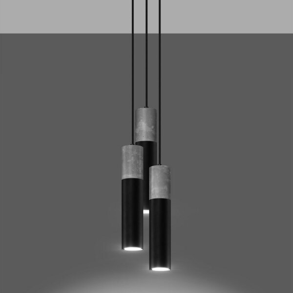 Sollux SL.1081 - Luster na lanku BORGIO 3xGU10/40W/230V betón/kov čierna