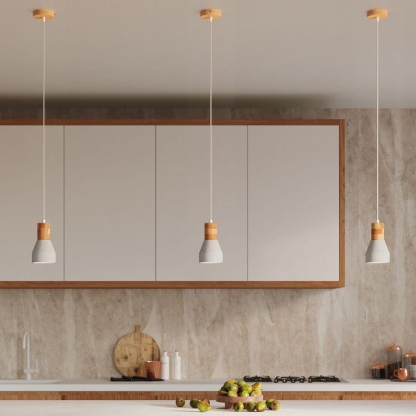 Sollux SL.0964 - Luster na lanku QUBIC 1xE27/60W/230V betón/drevo šedá