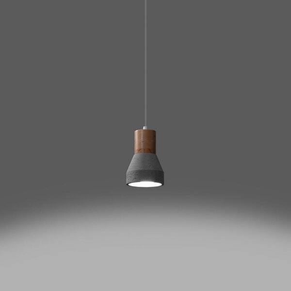 Sollux SL.0964 - Luster na lanku QUBIC 1xE27/60W/230V betón/drevo šedá