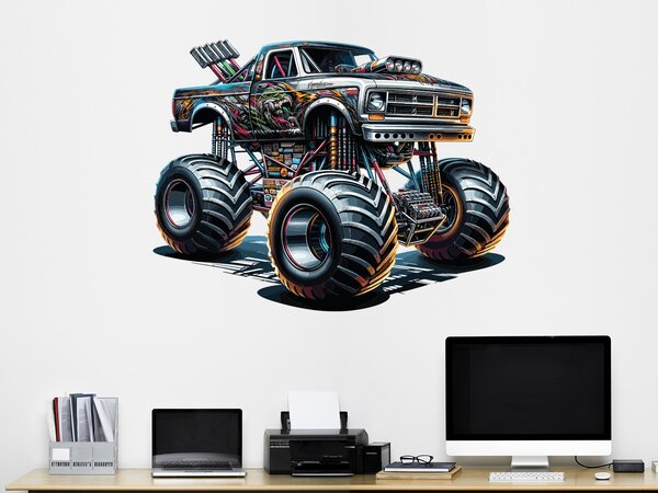 Nalepte.cz Monster truck 01 textilní prelepiteľná nálepka na stenu arch 45 x 34 cm