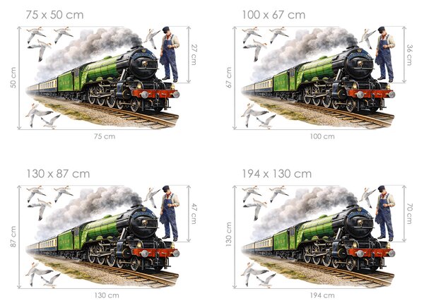 Nalepte.cz Vlak Flying scotsman textilní prelepiteľná nálepka na stenu arch 75 x 50 cm