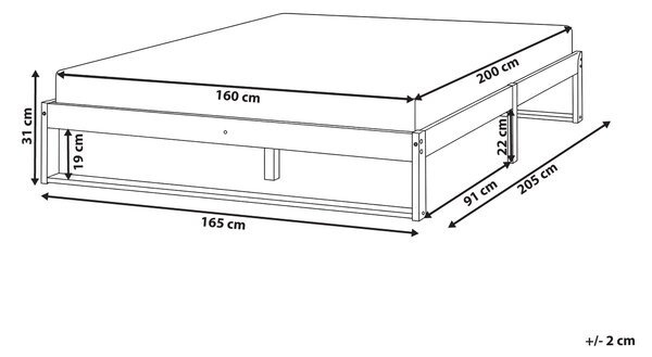 Posteľ svetlohnedá borovicové drevo 160 x 200 cm s lamelovým roštom bez čela minimalistický štýl spálňa