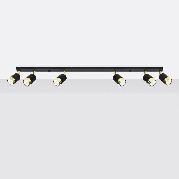 Sollux SL.1073 - Bodové svietidlo NERO 6xGU10/40W/230V čierna/zlatá