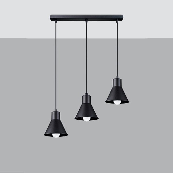 Sollux SL.0986 - Luster na lanku TALEJA 3xE27/60W/230V čierna