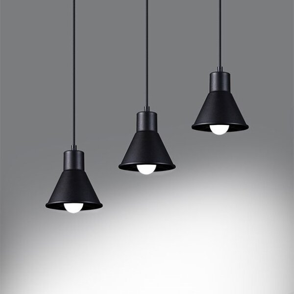 Sollux SL.0986 - Luster na lanku TALEJA 3xE27/60W/230V čierna