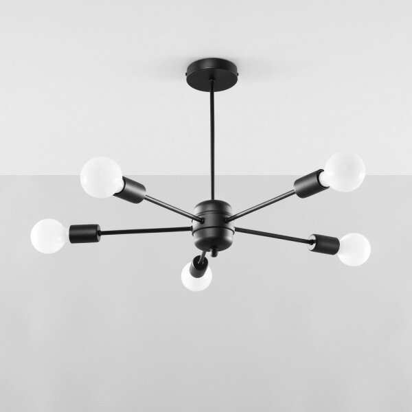 Sollux SL.1022 - Luster na tyči LANGO 5xE27/60W/230V čierna