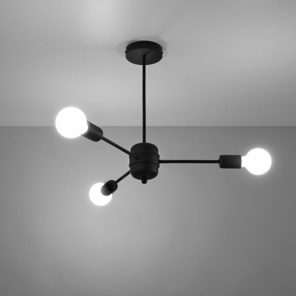Sollux SL.1021 - Luster na tyči LANGO 3xE27/60W/230V čierna
