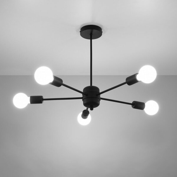Sollux SL.1022 - Luster na tyči LANGO 5xE27/60W/230V čierna