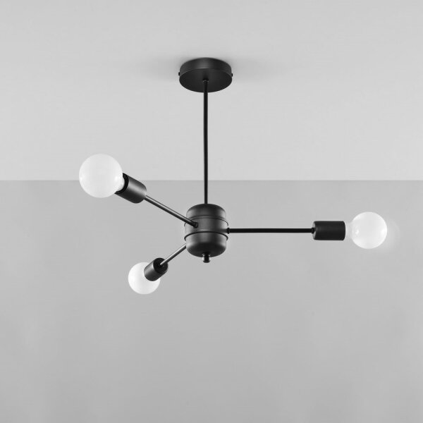 Sollux SL.1021 - Luster na tyči LANGO 3xE27/60W/230V čierna