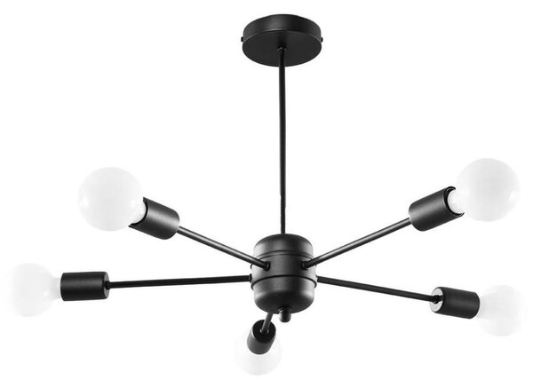 Sollux SL.1022 - Luster na tyči LANGO 5xE27/60W/230V čierna