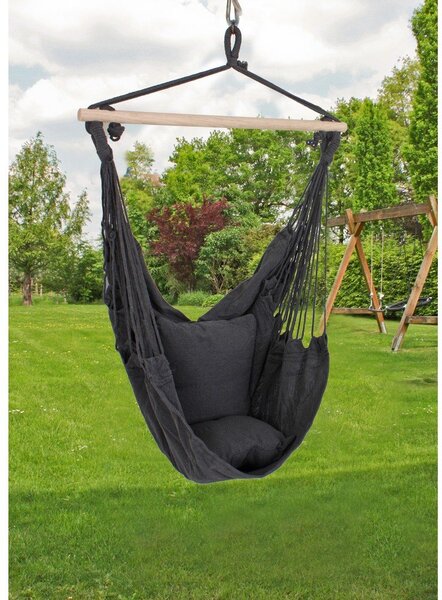 Čierne polstrované závesné záhradné kreslo Tobago – Garden Pleasure